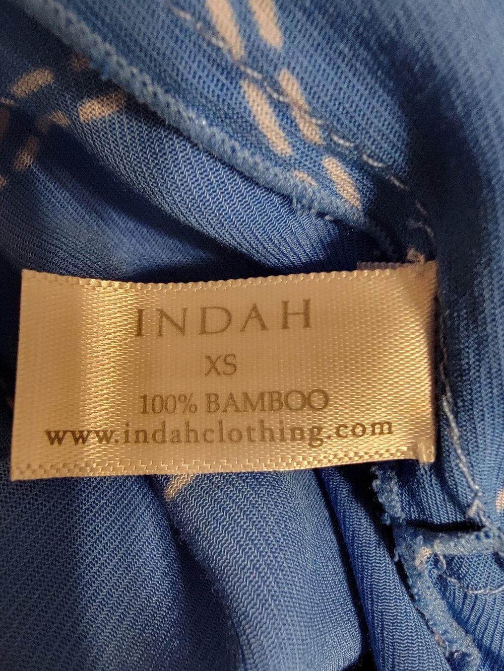 INDAH Blue White Striped 100% Bamboo V-Neck Maxi Dress Pockets XS - Picture 13 of 14